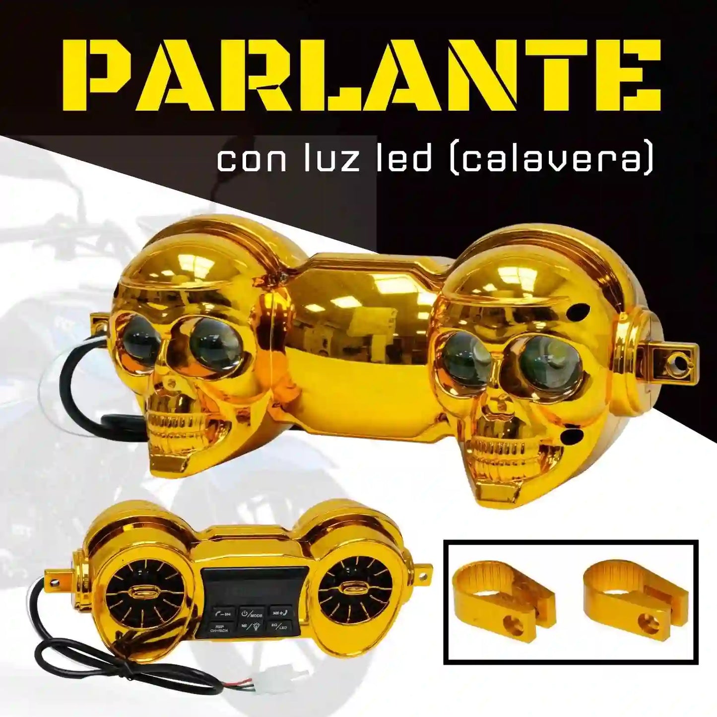 PARLANTE CALAVERA PARA MOTO CON LUZ LED F-Y