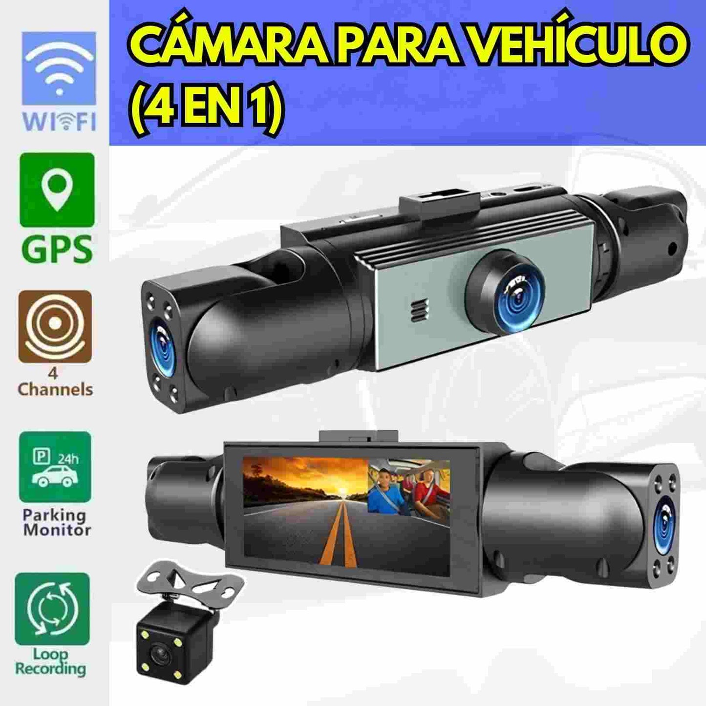 CÁMARA DE SEGURIDAD PARA VEHÍCULO (4 EN 1) F-Y