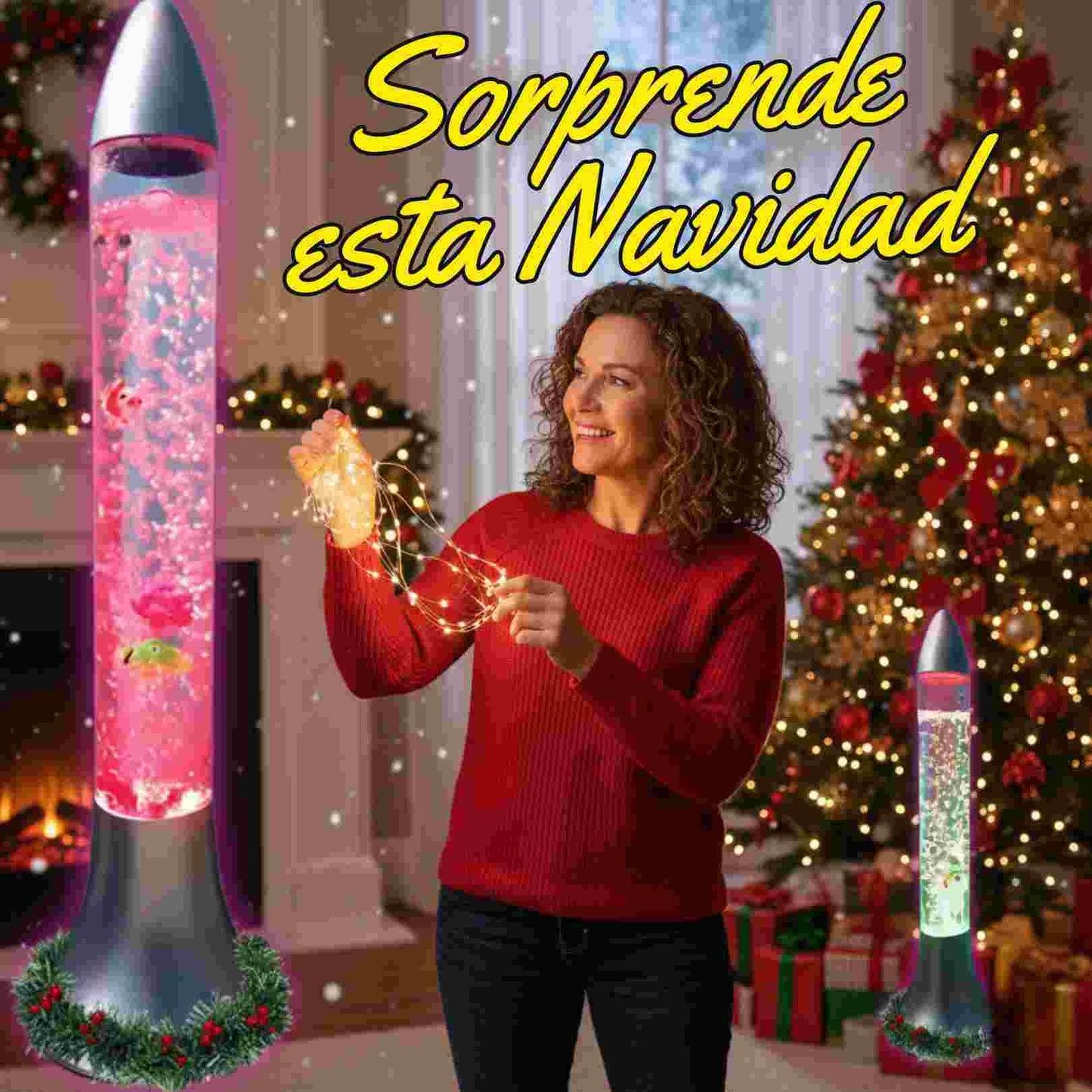 LÁMPARA DE AGUA RGB CON PECES F-Y