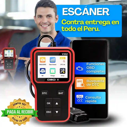 ESCÁNER DE DIAGNÓSTICO AUTOMOTRIZ-V302 F-Y